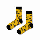 🚜 Calcetines de Construcción - Vehículos de Obra en Amarillo y Negro🚧👷♂️