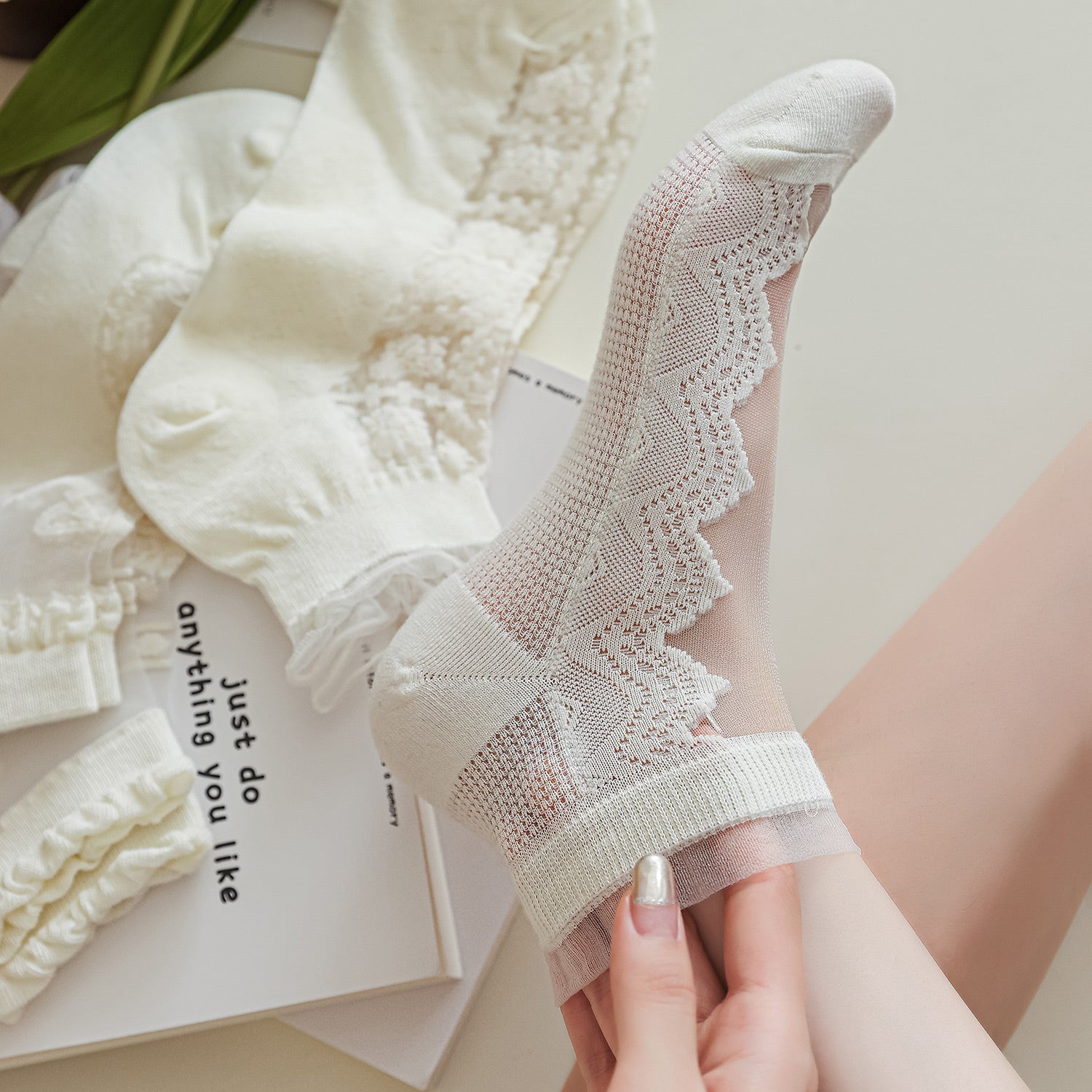 🌿✨ Encanto de Encaje Dulce ✨🧦