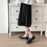 Calcetines de Tul con Flores Bordadas