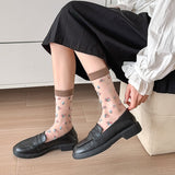 Calcetines de Tul con Flores Bordadas