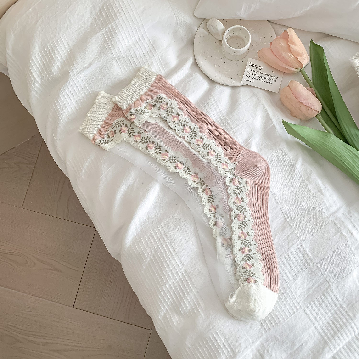 Calcetín Encantado de Encaje Rosado