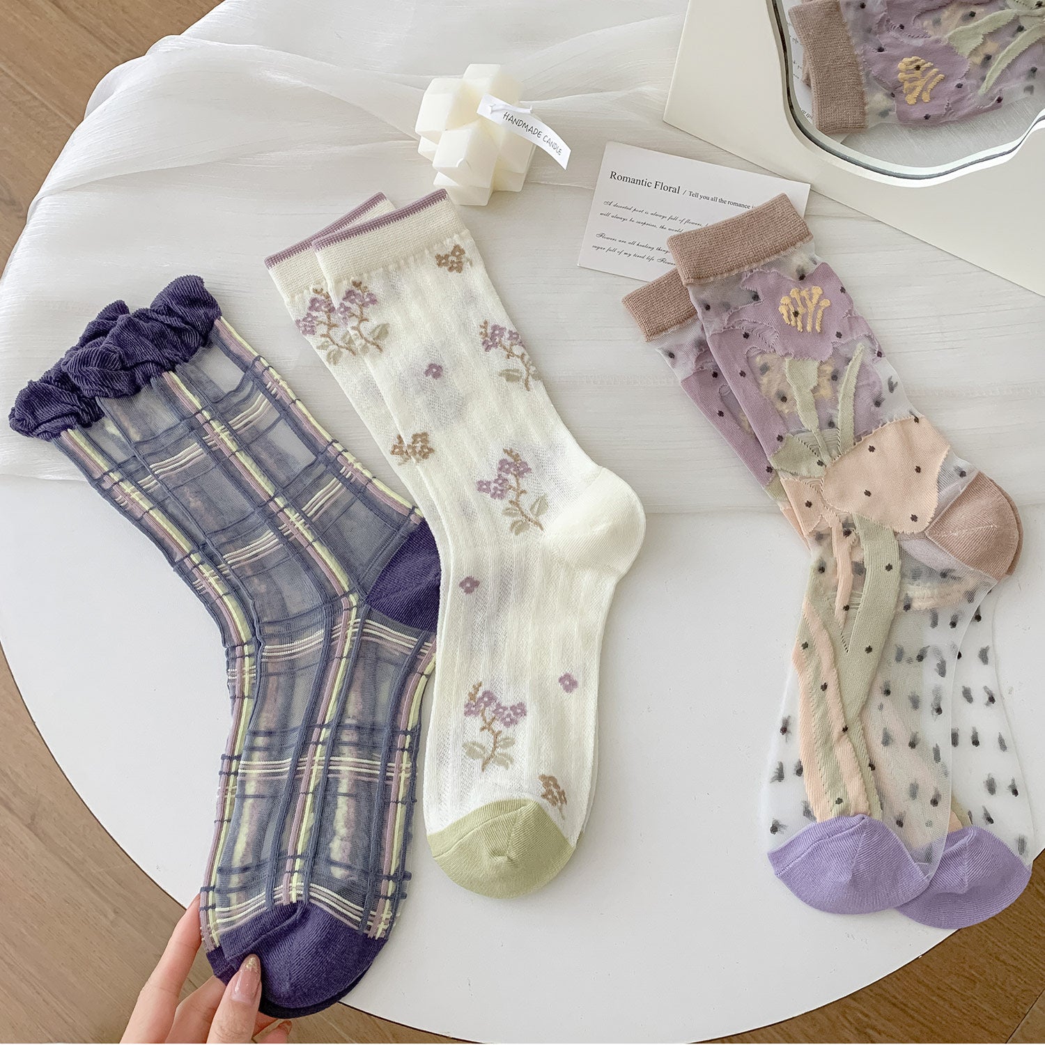 🌿 Calcetines "Flores de Primavera" 💜✨