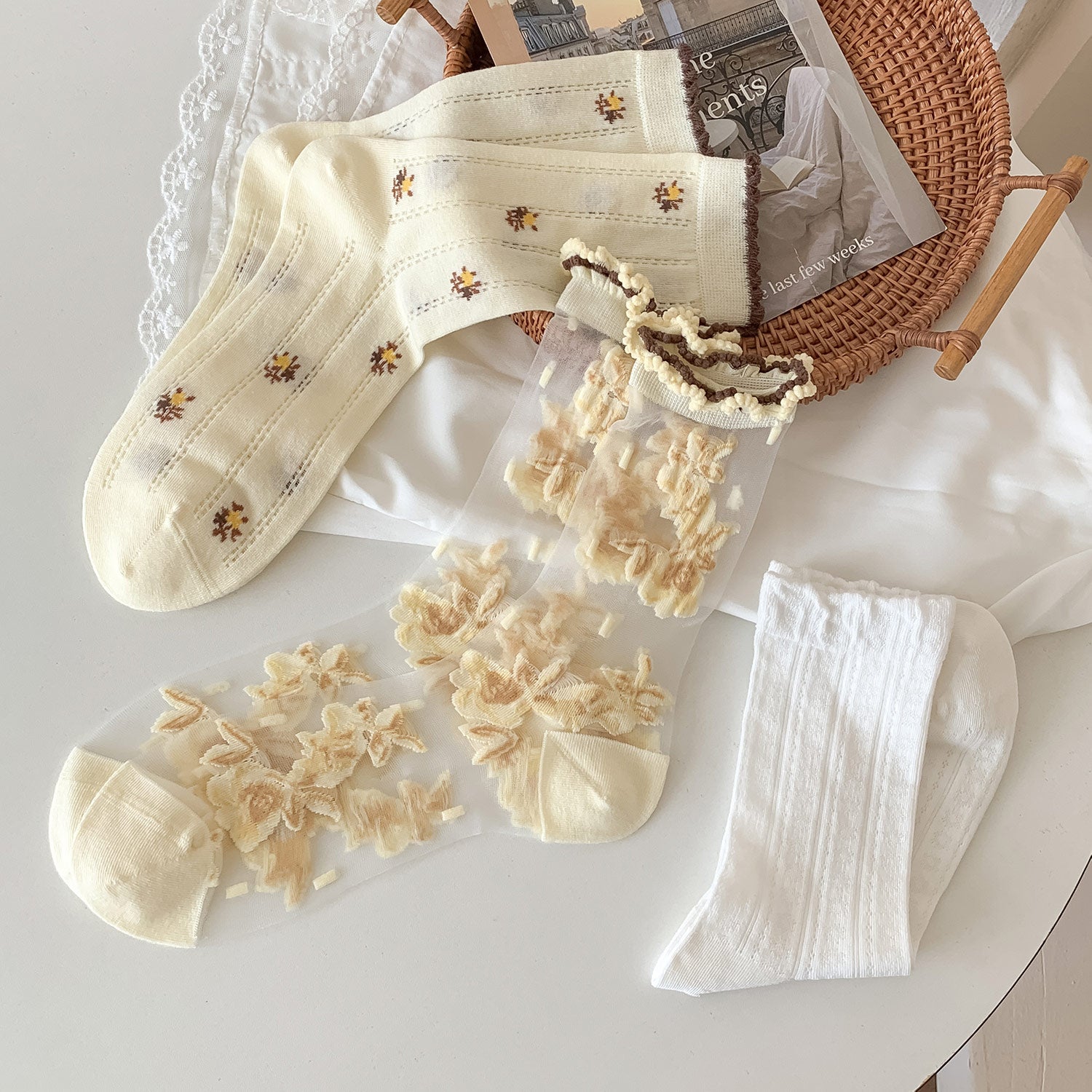 🌼 "Calcetines Flor de Vainilla" 🍦✨
