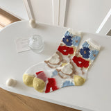 Calcetines Transparentes con Flores Grandes y Colores Vivos