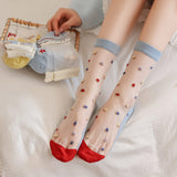 Calcetines Transparentes con Mini Flores