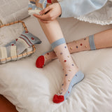Calcetines Transparentes con Mini Flores