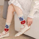 Calcetines Transparentes con Flores Grandes y Colores Vivos