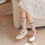 ✨🌸Calcetines Florales de Tul con Encaje Pastel