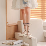 ✨🌸Calcetines Florales de Tul con Encaje Pastel