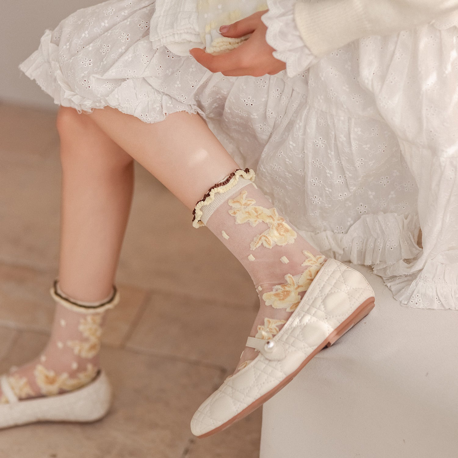 🌼 "Calcetines Flor de Vainilla" 🍦✨