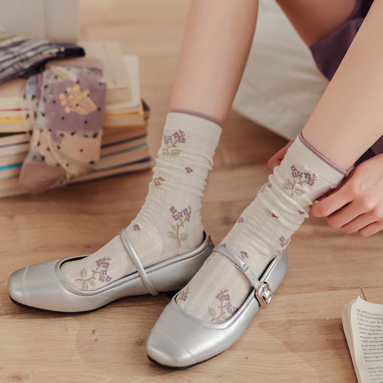 🌿 Calcetines "Flores de Primavera" 💜✨
