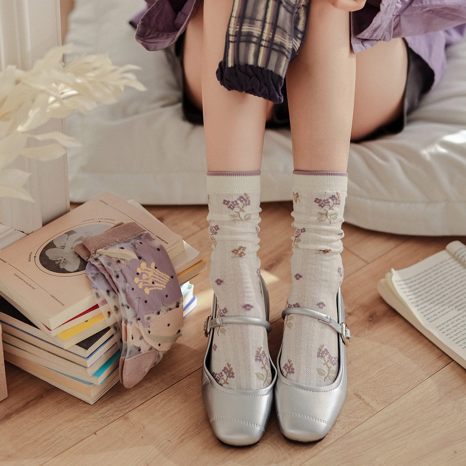 🌿 Calcetines "Flores de Primavera" 💜✨