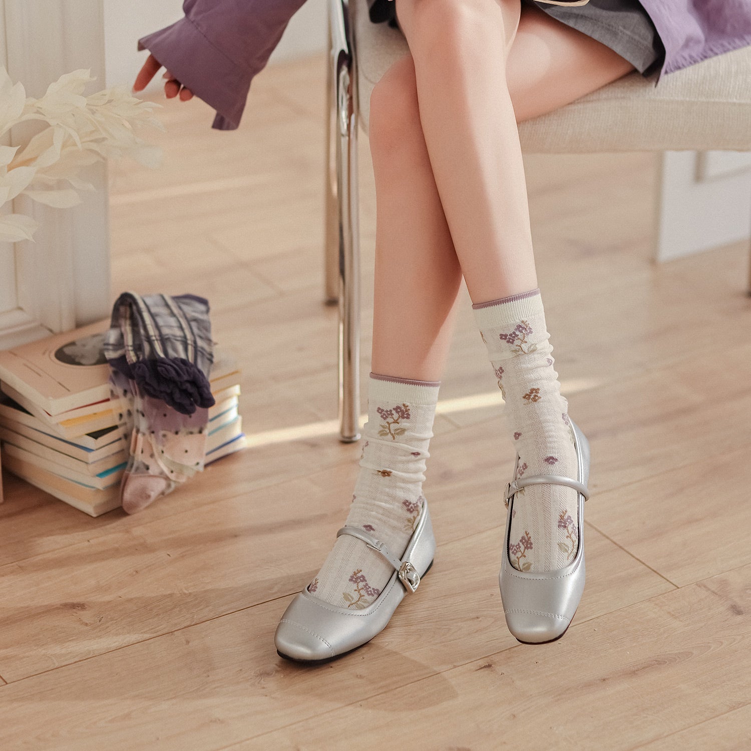 🌿 Calcetines "Flores de Primavera" 💜✨