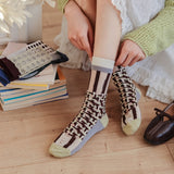 Calcetines Artísticos de Malla Trenzada – Estilo Retro Chic
