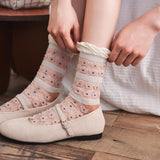 🌸Dulce Naturaleza – Calcetines Florales en Marrón Claro