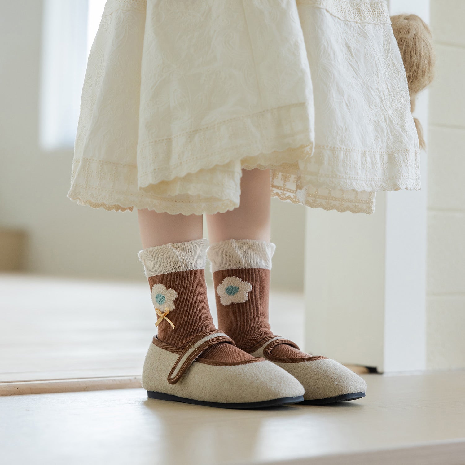 Calcetines Infantiles con Lazos y Flores