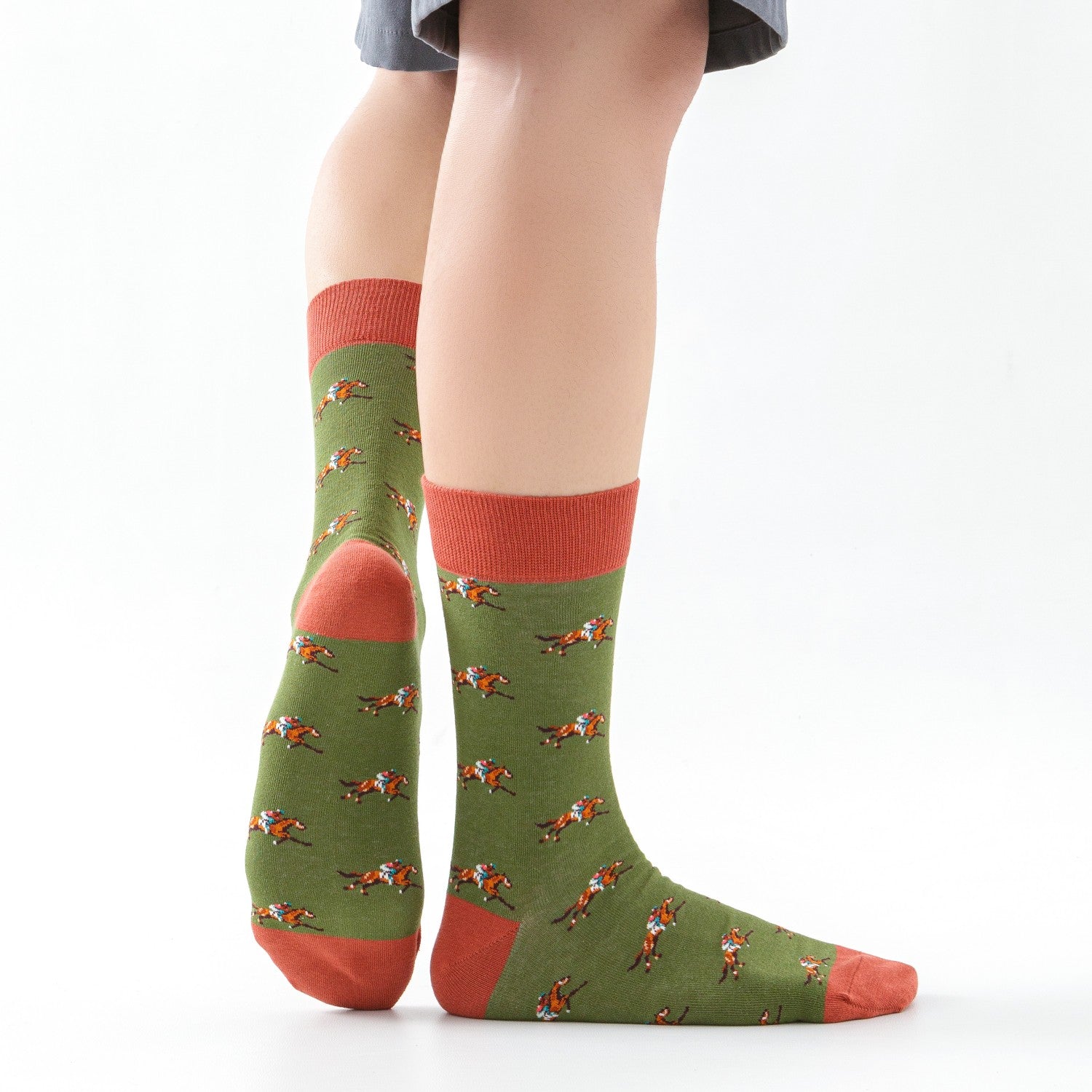 Calcetines con motivos de polo en verde y naranja