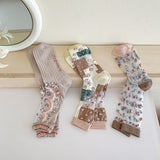 Calcetines de Tul con Flores Bordadas