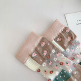 Calcetines de Tul con Flores Bordadas