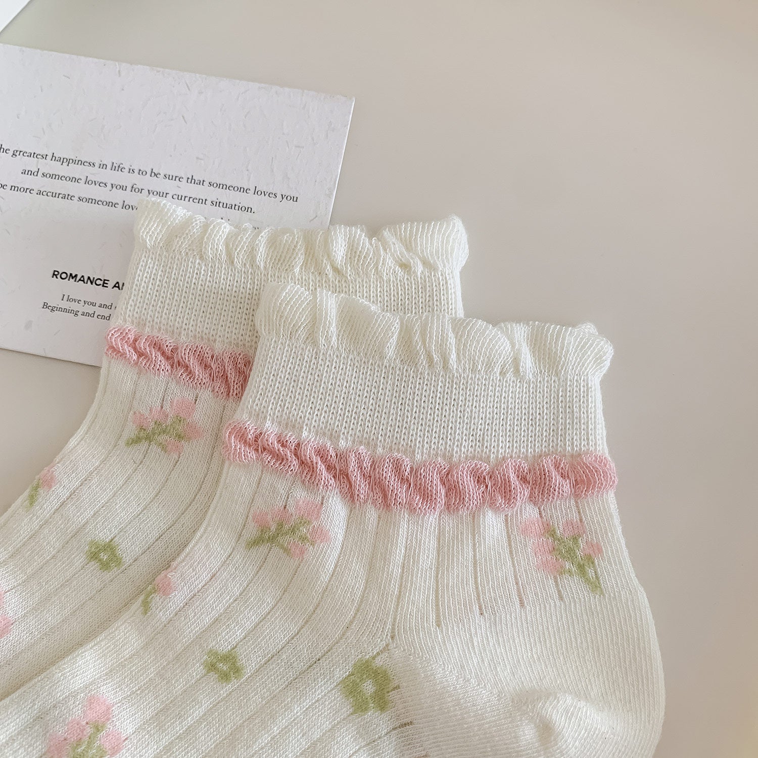 🌸 Calcetines Dulce Jardín con Encaje Rosado 🌸