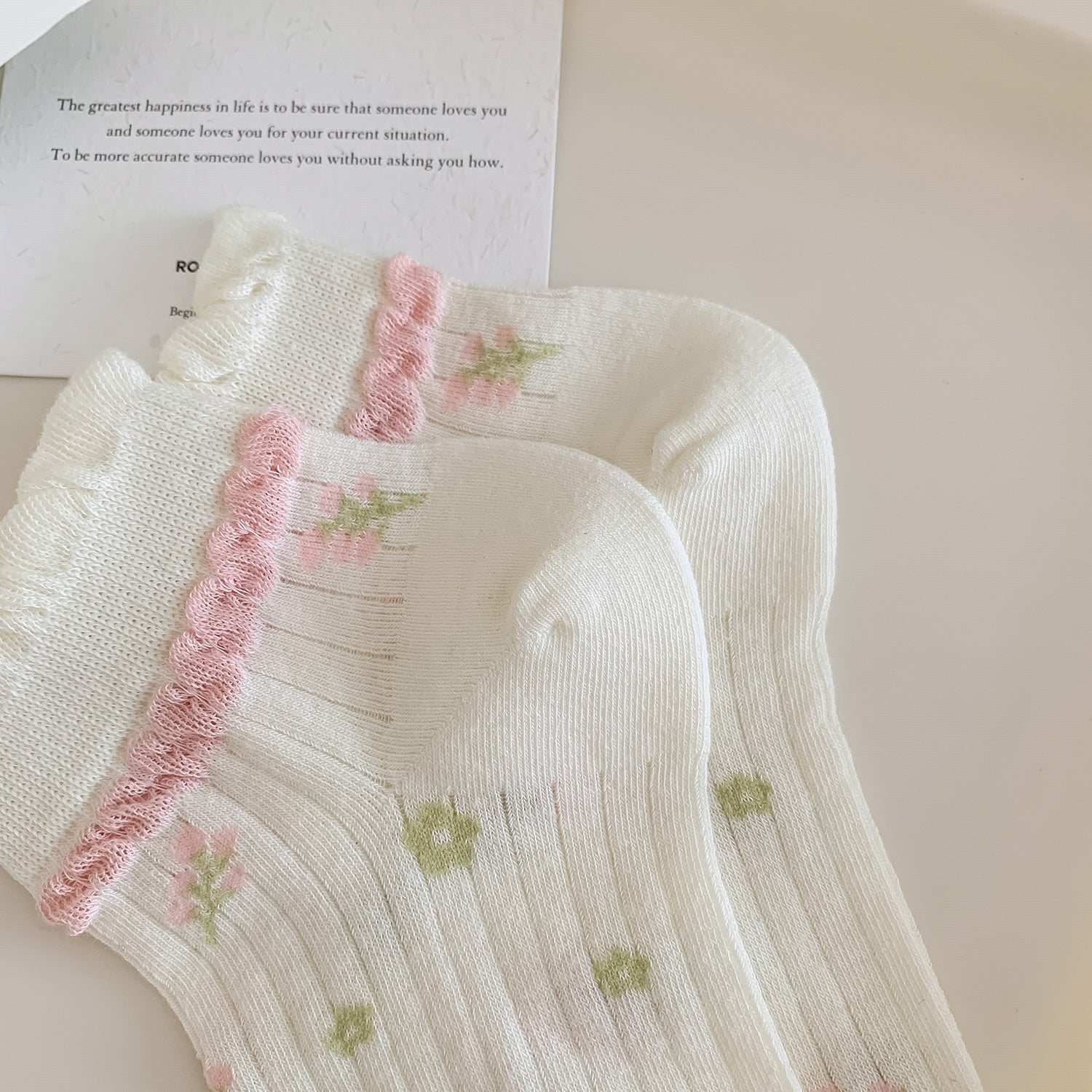 🌸 Calcetines Dulce Jardín con Encaje Rosado 🌸