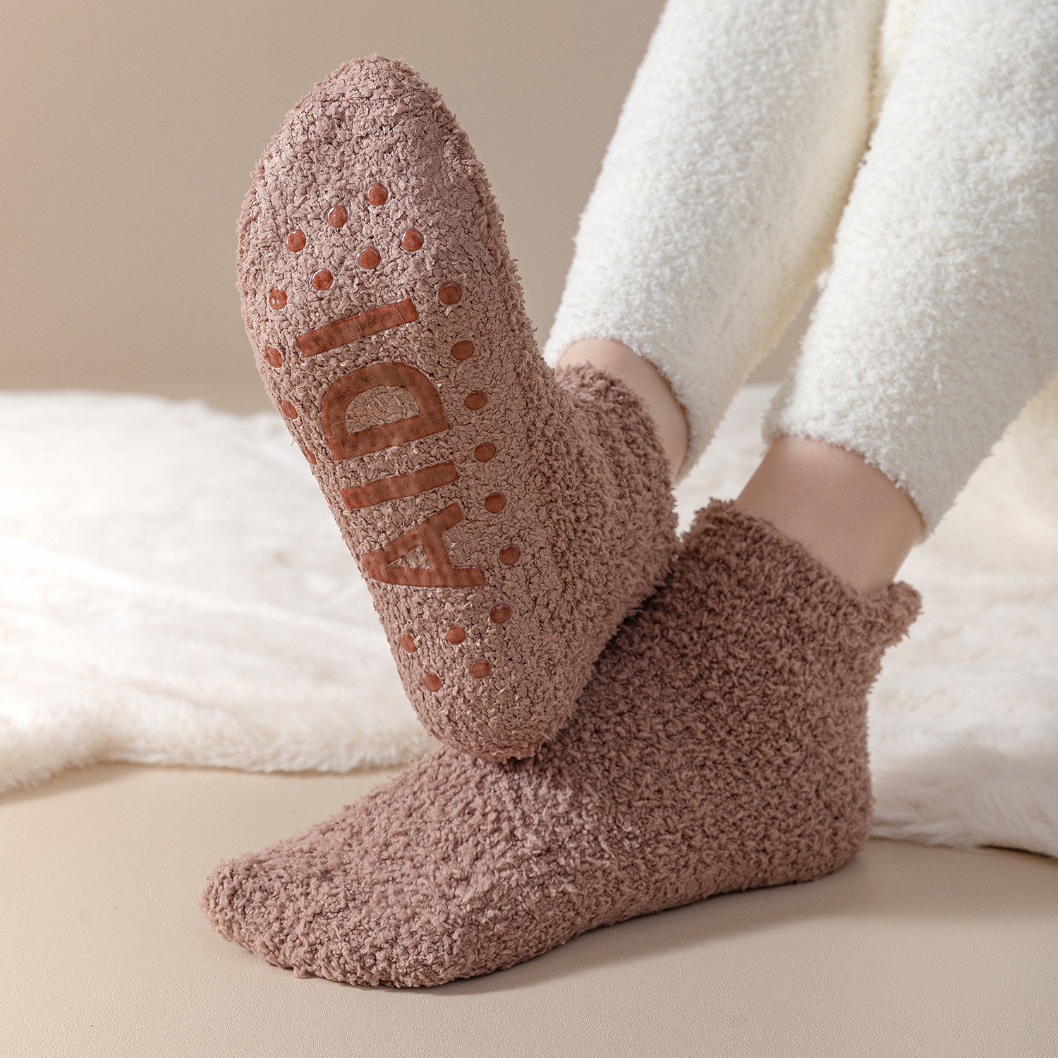 Calcetines de Estar por Casa Cortos, Peludos y Antideslizantes
