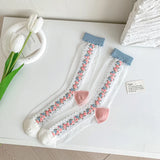 Calcetines de Tul con Bordado Floral