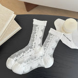 Calcetines Tul Flores Bordadas