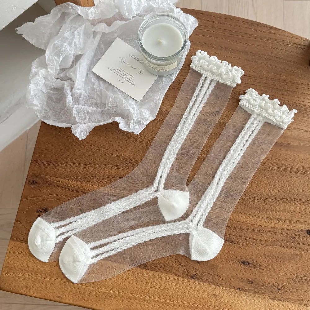 Calcetines Transparentes con Volantes y Encaje
