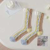 Calcetines Tul Bordado Floral