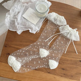 Calcetines Transparentes con Lazo y Volantes