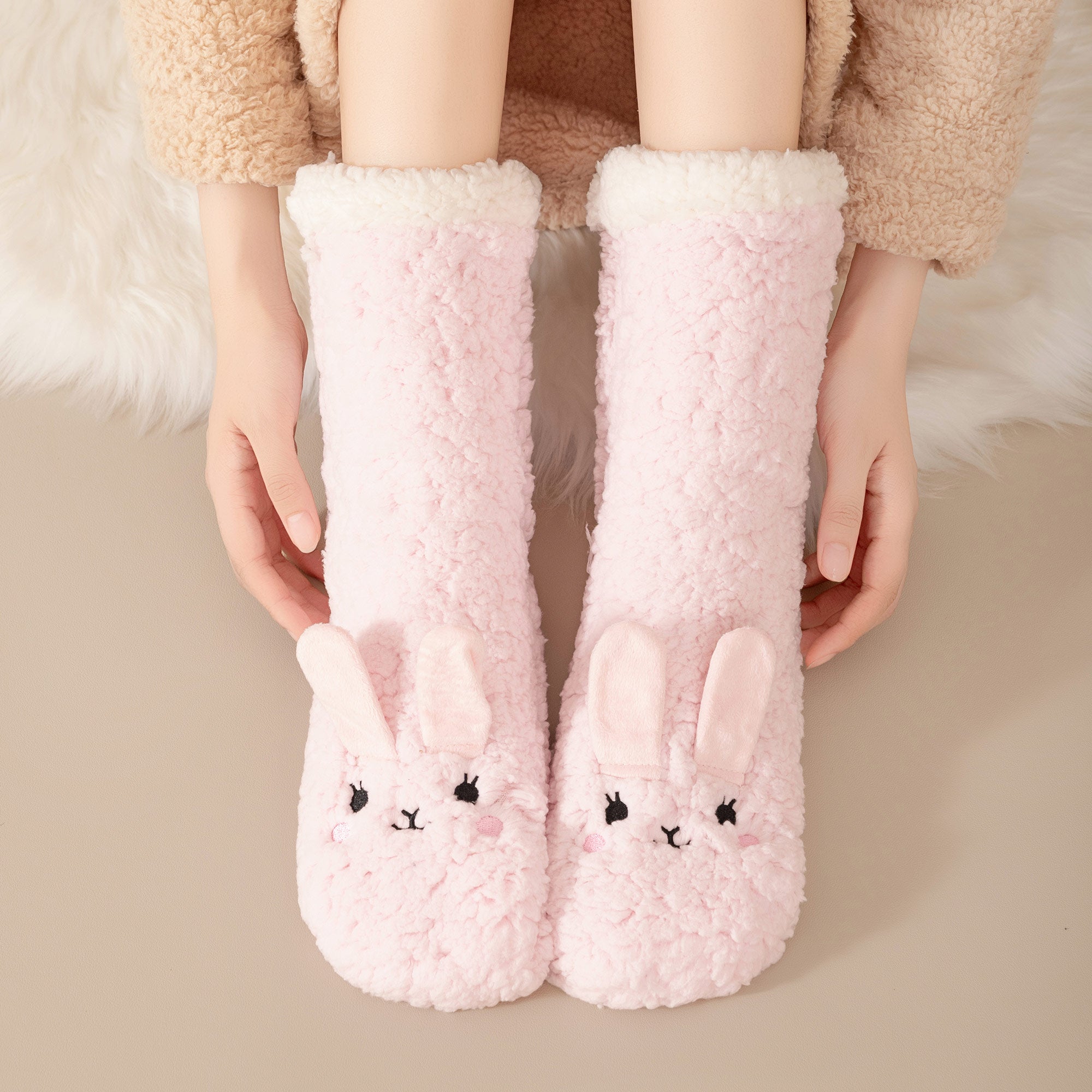 Calcetines Cortos de Felpa con Antideslizante y Estilo Animal