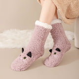 Calcetines Cortos de Felpa con Antideslizante y Estilo Animal
