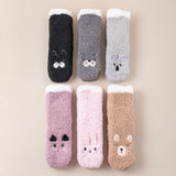 Calcetines Cortos de Felpa con Antideslizante y Estilo Animal